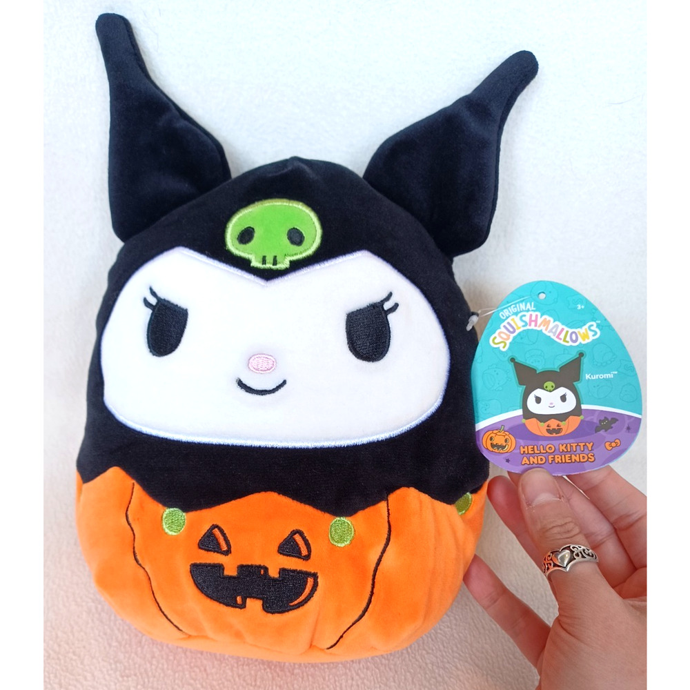 2024 Squishmallows Sanrio Halloween 8" Kuromi Pumpkin Hello Kitty Plush NWT